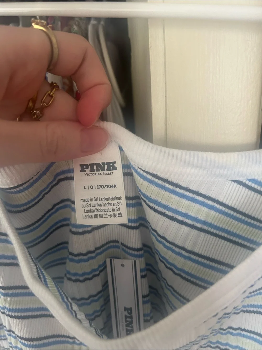 VS PINK blue and white striped cami - Picture 3 of 4